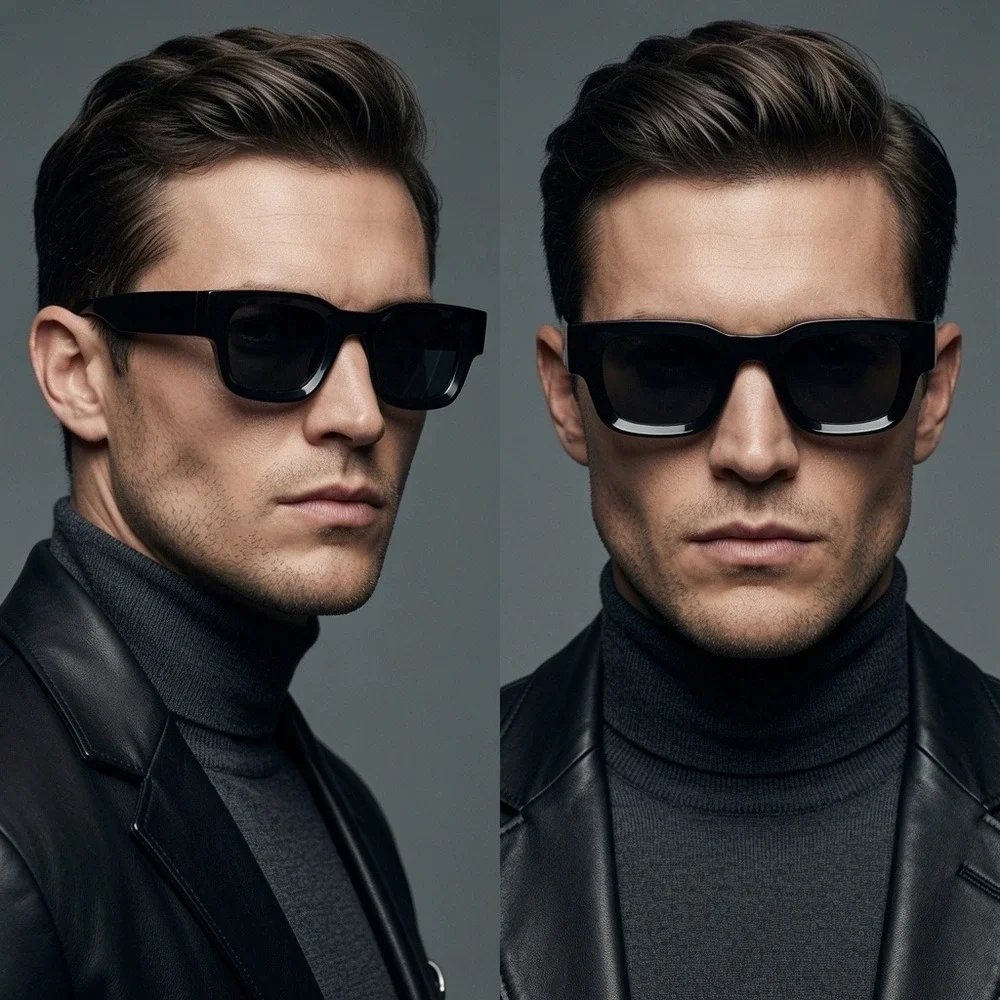 Chunky Square Frame Sunglasses Retro Vintage Fashion‎ Designer Black Shades